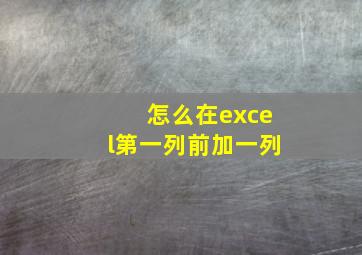 怎么在excel第一列前加一列