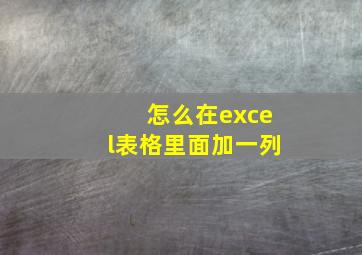 怎么在excel表格里面加一列