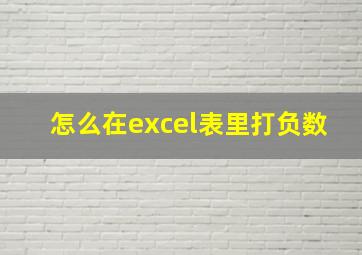 怎么在excel表里打负数