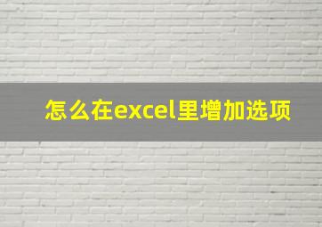 怎么在excel里增加选项