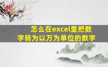 怎么在excel里把数字转为以万为单位的数字