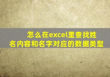 怎么在excel里查找姓名内容和名字对应的数据类型