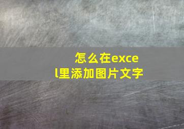 怎么在excel里添加图片文字