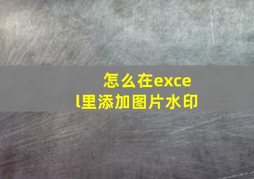 怎么在excel里添加图片水印