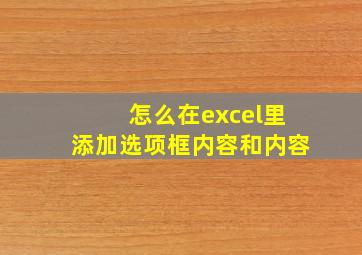 怎么在excel里添加选项框内容和内容