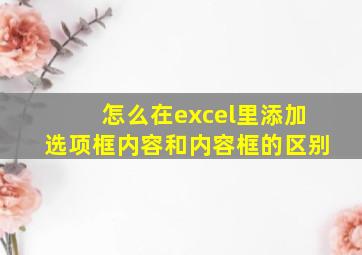 怎么在excel里添加选项框内容和内容框的区别