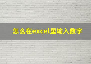 怎么在excel里输入数字