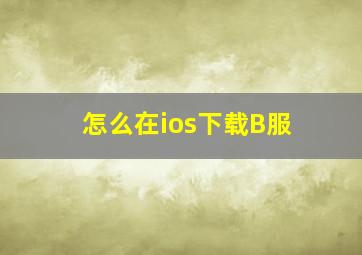 怎么在ios下载B服