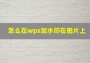 怎么在wps加水印在图片上