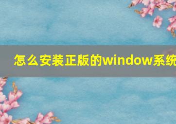 怎么安装正版的window系统?