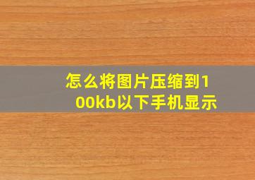 怎么将图片压缩到100kb以下手机显示