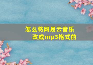 怎么将网易云音乐改成mp3格式的