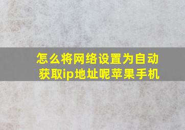 怎么将网络设置为自动获取ip地址呢苹果手机