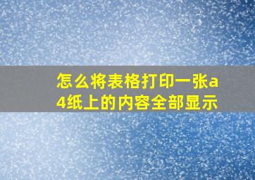 怎么将表格打印一张a4纸上的内容全部显示