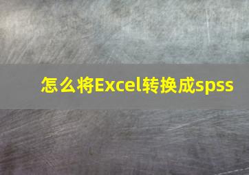 怎么将Excel转换成spss