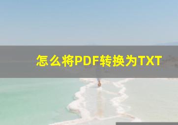 怎么将PDF转换为TXT