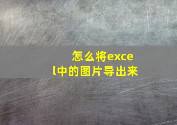 怎么将excel中的图片导出来