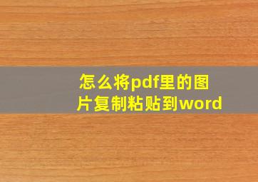 怎么将pdf里的图片复制粘贴到word