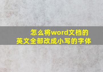 怎么将word文档的英文全部改成小写的字体