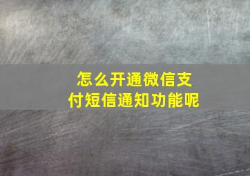 怎么开通微信支付短信通知功能呢