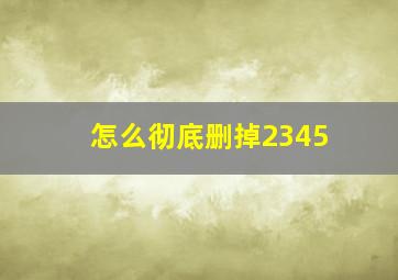 怎么彻底删掉2345