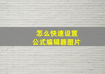 怎么快速设置公式编辑器图片