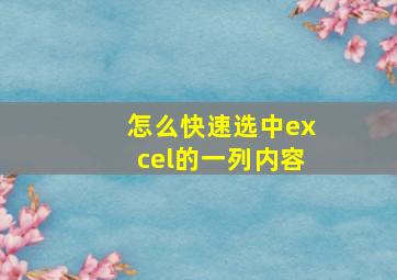 怎么快速选中excel的一列内容