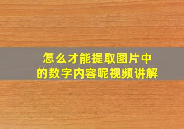 怎么才能提取图片中的数字内容呢视频讲解