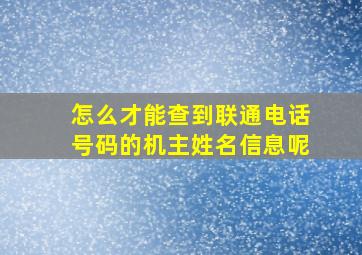 怎么才能查到联通电话号码的机主姓名信息呢