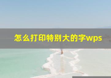 怎么打印特别大的字wps