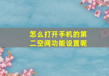 怎么打开手机的第二空间功能设置呢