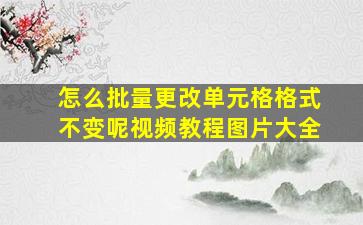 怎么批量更改单元格格式不变呢视频教程图片大全