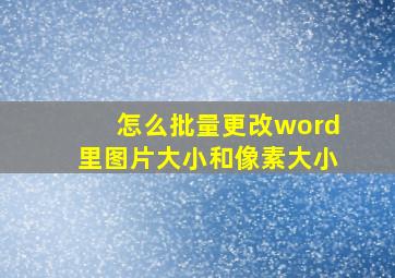 怎么批量更改word里图片大小和像素大小