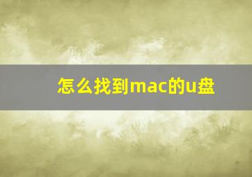 怎么找到mac的u盘