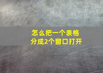 怎么把一个表格分成2个窗口打开