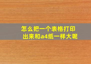 怎么把一个表格打印出来和a4纸一样大呢