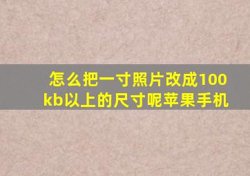 怎么把一寸照片改成100kb以上的尺寸呢苹果手机