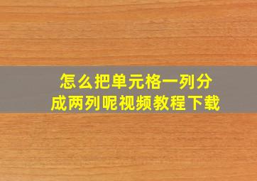 怎么把单元格一列分成两列呢视频教程下载