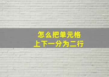 怎么把单元格上下一分为二行