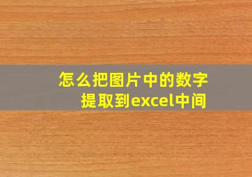 怎么把图片中的数字提取到excel中间