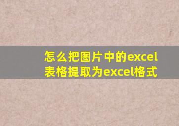 怎么把图片中的excel表格提取为excel格式