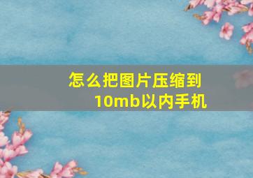 怎么把图片压缩到10mb以内手机