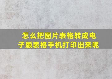 怎么把图片表格转成电子版表格手机打印出来呢