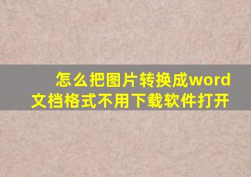 怎么把图片转换成word文档格式不用下载软件打开