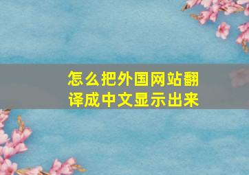 怎么把外国网站翻译成中文显示出来