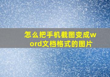 怎么把手机截图变成word文档格式的图片