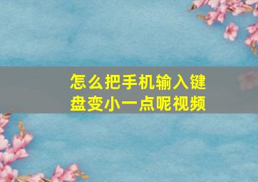 怎么把手机输入键盘变小一点呢视频