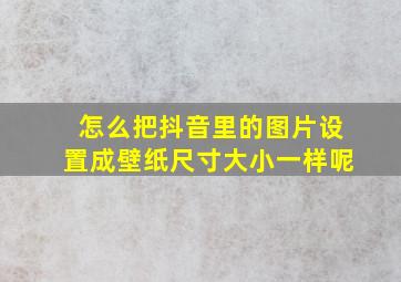 怎么把抖音里的图片设置成壁纸尺寸大小一样呢