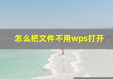 怎么把文件不用wps打开