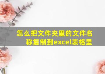 怎么把文件夹里的文件名称复制到excel表格里